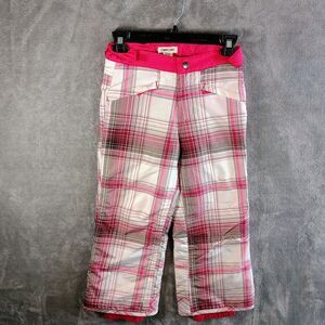 Cherokee Girls Insulated Snow Ski Pants Pink Plaid With Zippered Pockets 6/6x